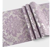 IGTOPS Papel pintado no tejido dorado y plateado 3D con relieve de flores, 0,53 x 9,5 m, moderno, brillante, adecuado para dormitorio, salón, fondo de pared (C)
