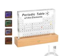 IGTOPS Periódica elementos Reales Grande,Periódica elementos química Con Base de Luces LED, 210 * 160 * 55mm elementos químicos,póster químico,químicos de estudio