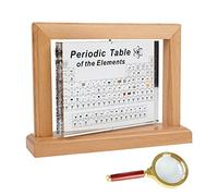 IGTOPS Periódica elementos Reales Grande, Periódica elementos química y lupa con Base giratoria de 360°,210 * 160 * 55mm elementos químicos,póster químico,químicos de estudio