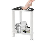 IGTOPS Taburete de ducha para baño, taburete esquinero de metal con estante para almacenamiento de baño, taburete de ducha impermeable para afeitarse las piernas, cuidado de las piernas o ducha