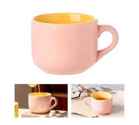 IGTOPS Taza de café grande, 500 ml, cuenco grande con asa, cuenco de cereales, taza de té de cerámica, cuenco de desayuno, cereales, sopa, leche, té, regalo de cumpleaños taza de capuchino (rosa)