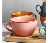 IGTOPS Taza de café grande, taza de cerámica de 700 ml, cuencos de cereales de porcelana con asa, taza de té, cereales, ensalada, tazón, regalo, taza de café (E)