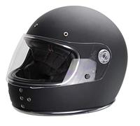 IGUANA CUSTOM - Casco de moto integral EL CANALLA de estilo retro vintage negro mate con pantalla y decorado con canto cromado y remaches en el frontal. Homologado. (XS)