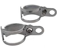 IGUANA CUSTOM PARTS - Pack de soportes cromados universales tipo abrazaderas para anclar intermitentes, cupulás o otros accesoriso en horquillas de motos.
