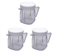 IGUATU Para piezas de repuesto para batidora, accesorio para jarra de batidora Mini Osterizer 4937, mini frascos de plástico con tapas (3 paquetes)