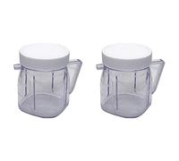 IGUATU Para piezas de repuesto para batidora, accesorio para jarra de batidora Mini Osterizer 4937, mini frascos de plástico con tapas (2 paquetes)