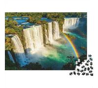 Iguazu Falls 1000 Piezas Jigsaw Puzzle Reciclado Paper Waterfall Rainbow Puzzles para Boy & Girl Edades 6 Años en Adelante Family Tiempo de Juego Accesorios Great Gift Idea Hogar 38x26cm/1000 Piezas