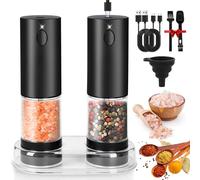 IGUGI Molinillo Pimienta Eléctrico,Juegos de molinillos de sal y pimienta,Pimientas Pimentero Electrico Recargable con luz LED y Base,Recargables por USB Salero y Pimentero,para barbacoa, restaurante