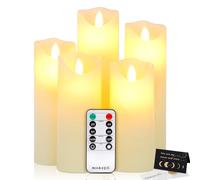 IGUGI Velas LED,Pack de 5 LED Velas sin Llama,llamas LED parpadeantes Efecto de llama real,con Mando a Distancia y Temporizador Velas Decorativas de pilas para Decoración, Bodas, Navidad(Marfil)