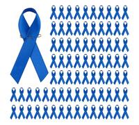IGXX 100 Broches de Cinta Azul, Insignias Conmemorativas de Luto con Imperdible, Decoraciones de Satén para Apoyo a la Salud Mental y Eventos de Recuerdo