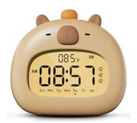 IHALO Capibara Despertador Niño con luz Nocturna,Reloj Despertador Infantil Digital,Niveles de Brillo Ajustables,con indicador de Temperatura,Tres alarmas,Despertador Digital con Función Recargable