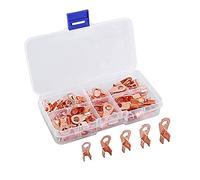 iHaospace Open Barrel, Ring Lug Terminals Assortment Kit, Pure Copper Wire Crimp Terminal 10A 20A 30A 40A 50A Current Capacity (Pack of 70)
