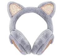 IHCEMIH Orejeras para Niña Accesorio de Invierno Esponjosas de Felpa Gato Ajustable Niña Niño Térmicas al Aire Libre Esquí Correr Protector de Viento Frio Regalo de Moda Damas Mujer Gris