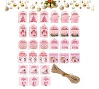 Ihdjasg Etiquetas de Nombre de Navidad, 30 Etiquetas de Regalo, Colgante de Navidad de Madera con cordón y Agujeros, para Manualidades, Vacaciones, de cumpleaños, Regalos de