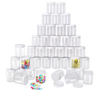 IHDYPPEW Paquete de 48 tarros de plástico transparente de 8 onzas con tapas blancas, tarros de plástico vacíos, tarros cosméticos de plástico con tapas para crema, mantequillas corporales, hidratantes