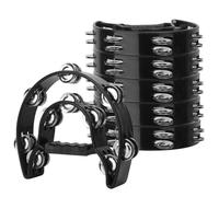 IHDYPPEW Paquete de 6 panderetas de doble fila, pandereta de mano profesional de 9.05 pulgadas, 20 cascabeles de metal, pandereta musical de media luna, panderetas de plástico para adultos, amantes de