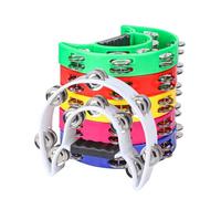 IHDYPPEW Paquete de 6 panderetas de mano de media luna de 9 pulgadas, pandereta, instrumento musical, pandereta de doble fila, panderetas de ritmo musical para adultos, conciertos, bailes, actuaciones