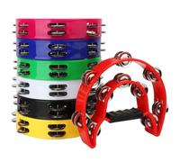 IHDYPPEW Paquete de 7 panderetas de doble fila, pandereta de mano profesional de 9.05 pulgadas, 20 cascabeles de metal, pandereta musical de media luna, panderetas de plástico para adultos, amantes de