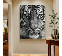 IHHGNB 1 lienzo decorativo - Retrato de un majestuoso tigre, pósteres y láminas de fauna salvaje en blanco y negro para la decoración de la pared de la sala de estar (30x40cm (12x16in)/Sin marco)
