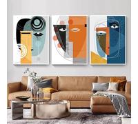 IHHGNB 3 piezas de lienzos abstractos geométricos sin marco con rostros de mujeres, póster de arte Picasso, imágenes de arte moderno para sala de estar (30x40cm (12x16in) x3/Sin marco)