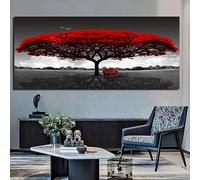 IHHGNB Cuadro abstracto de árbol rojo impreso en lienzo, pósteres e impresiones de paisajes para decoración de paredes del hogar (60x120cm (24x47in)/Sin marco)