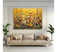 IHHGNB Cuadro abstracto floral sobre lienzo, obra de Gustav Klimt, con estampados de flores silvestres coloridas para sala de estar u oficina (50x70cm (20x28in)/Sin marco)