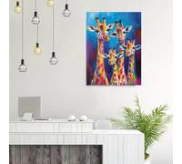 IHHGNB Cuadro decorativo de pared con una colorida pintura de una familia de jirafas sobre lienzo, póster para la decoración del dormitorio (60x80cm (24x31in)/Sin marco)