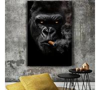IHHGNB Cuadro decorativo de pared, Gorila fumando, lienzo, láminas decorativas para pared, ideal para el hogar, la sala de estar (70x100cm (28x39in)/Sin marco)
