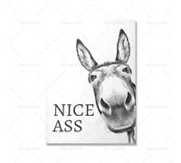 IHHGNB Cuadro divertido con cita inspiradora Nice Ass, imagen de burro vintage, póster y láminas para decoración de baño (80x120cm (31x47in)/Sin marco)