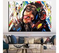 IHHGNB Cuadro en lienzo con estampados abstractos de animales, grafiti moderno, mono, póster divertido para decoración del hogar (50 x 75 cm, sin marco)