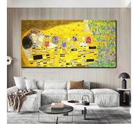 IHHGNB Cuadro famoso Gustav Klimt besándose, arte de pared, pintura, póster escandinavo, impresión en lienzo, imagen para habitación, decoración del hogar, 70 x 140 cm (28 x 55 pulgadas), sin marco
