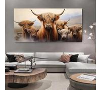IHHGNB Cuadros de gran tamaño con imágenes de una familia de vacas de las Tierras Altas para decoración de casas de campo (55 x 110 cm (22 x 43 pulgadas) / Sin marco).