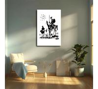 IHHGNB Don Quijote de la Mancha de Pablo Picasso, arte de pared en blanco y negro, divertido lienzo impreso, pintura, obra de arte, decoración estética, 40 x 60 cm (16 x 24 pulgadas), sin marco