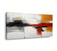 IHHGNB Impresiones artísticas abstractas para pared, pósteres, cuadros geométricos en blanco y negro, gris, naranja y rojo, lienzo, decoración de pared (70 x 140 cm, sin marco)