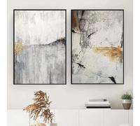 IHHGNB Lienzo abstracto de mármol gris nórdico con líneas doradas, impresiones artísticas para pared, cuadros para decoración de sala de estar, carteles de 60 x 90 cm (24 x 35 pulgadas) x 2 sin marco