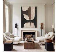 IHHGNB Lienzo con textura beige y negra, arte de pared, pintura abstracta sobre lienzo, cuadro grande en negro y marrón, decoración de pared moderna, 80 x 120 cm (31 x 47 pulgadas), sin marco