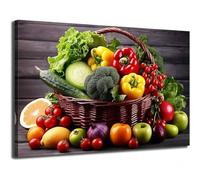 IHHGNB Lienzo decorativo para pared con diseño de verduras y frutas frescas en la cesta, póster vintage de comida para decoración del hogar, 60 x 80 cm (24 x 31 pulgadas), sin marco.