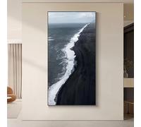 IHHGNB Lienzos modernos abstractos con imágenes de playas negras de Islandia, decoración de pared sin marco para sala de estar, dormitorio y pasillo (70x140cm (28x55in)/Sin marco)