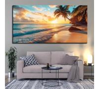 IHHGNB Mural de lienzo con paisaje natural, arte de pared de playa, imágenes modernas, relajantes, amanecer, horizonte, pintura, impresiones, póster (70 x 140 cm/28 x 55 pulgadas/sin marco)