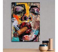 IHHGNB Pintura facial de mujer estilo cubismo pop, lienzos con retratos abstractos en blanco, negro, rojo, amarillo, azul, verde, rosa y marrón (70x90cm (26x35in)/Sin marco)
