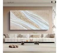 IHHGNB Pinturas al óleo beige y doradas, lienzo impreso con textura, arte de pared para sala de estar moderna, decoración del hogar, 50 x 100 cm (20 x 39 pulgadas), sin marco