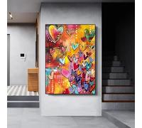 IHHGNB Pinturas de grafitis callejeros modernos, arte mural, amor colorido, lienzo, carteles e impresiones, decoración del hogar y la sala de estar, 40 x 50 cm (16 x 20 pulgadas), sin marco