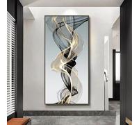 IHHGNB Póster abstracto nórdico con geometría dorada y gris, arte de pared, lienzo, impresiones para sala de estar, decoración del hogar, 70 x 140 cm (28 x 55 pulgadas), sin marco