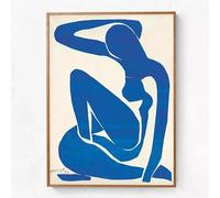 IHHGNB Póster azul abstracto en lienzo, arte mural, lámina francesa de Henri Matisse, cuadro para decoración del hogar en la sala de estar (50x70cm (20x28in)/Sin marco)