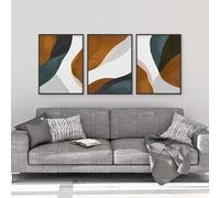 IHHGNB Póster de arte de pared en tonos tierra marrones, pintura minimalista sobre lienzo color óxido, decoración moderna para sala de estar, hogar e interior (40x50cm (16x20in) x3/Sin marco)