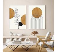 IHHGNB Pósteres minimalistas de mediados de siglo con líneas abstractas, plantas y sol, lienzo para pared, decoración moderna para sala de estar (70 x 100 cm (28 x 39 pulgadas) x 2/sin marco)