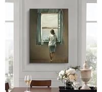 IHHGNB Salvador Dali Mujer en la ventana Pinturas en lienzo Pósteres e impresiones Imágenes de arte de pared para decoración de sala de estar 40x50cm (16x20in) Sin marco