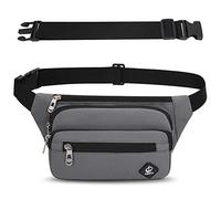 IHIGOGOFA Riñonera Hombre Mujer Deportiva Unisex con Cinturón Ajustable Extendido de 60 cm y 4 Bolsillos con Cremallera Bolsa para Entrenamiento al Aire Libre Viajes Casual Correr Senderismo (Gris)