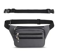 IHIGOGOFA Riñonera Hombre Mujer Deportiva Unisex con Cinturón Ajustable Extendido de 60 cm y 6 Bolsillos con Cremallera Bolsa para Entrenamiento al Aire Libre Viajes Casual Correr Senderismo (Gris#1)