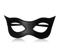 IHLOOTD Máscara de Gato para Mujer Negra de Cuero, Media Máscara de Ojos de Gato,Máscara de Mascarada Accesorio de Disfraz de Gato para Halloween, Carnaval, Cosplay (B)